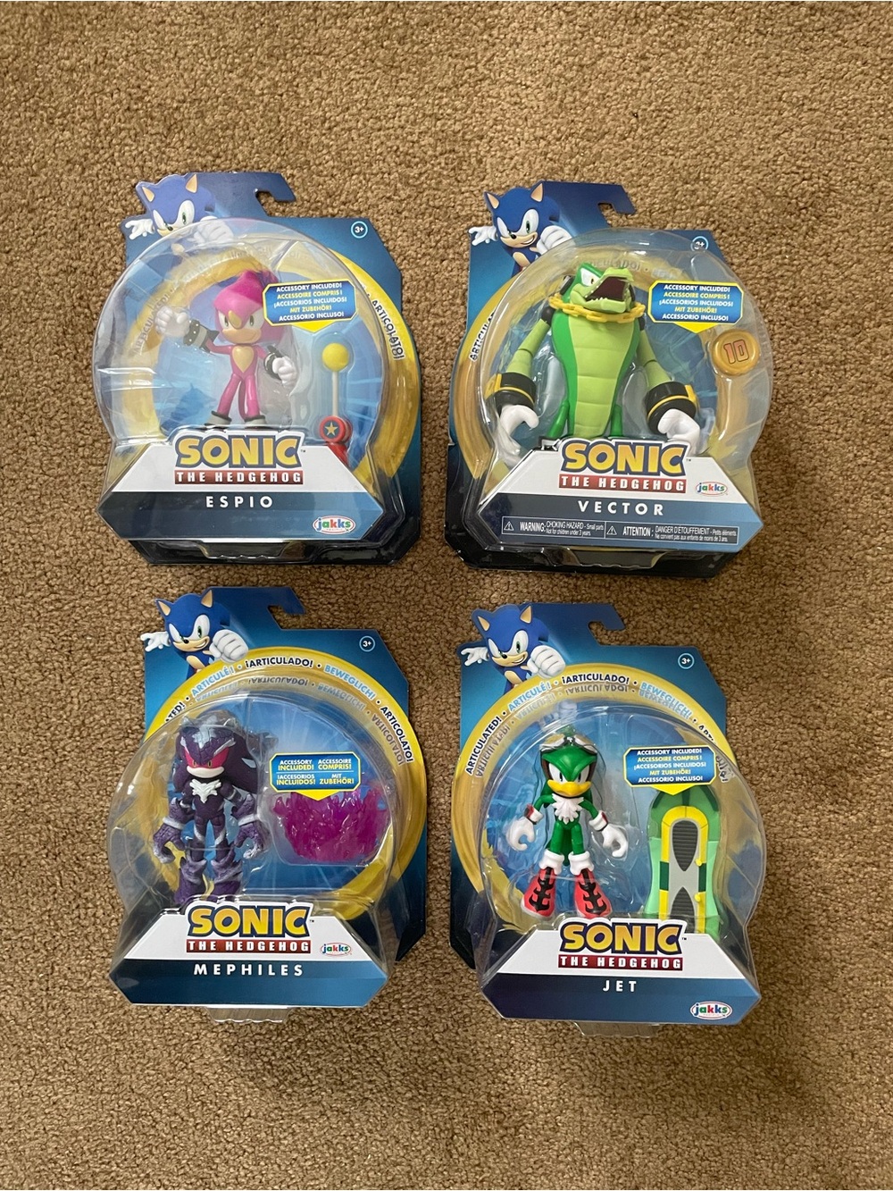 Jakks Pacific Sonic The Hedgehog 4” Figure Lot NEW (Mephiles/Vector/Espio/Jet)